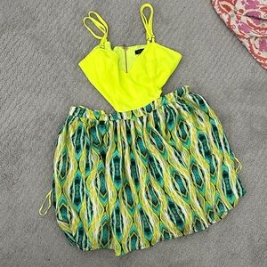 Vibrant Yellow and Green Dress